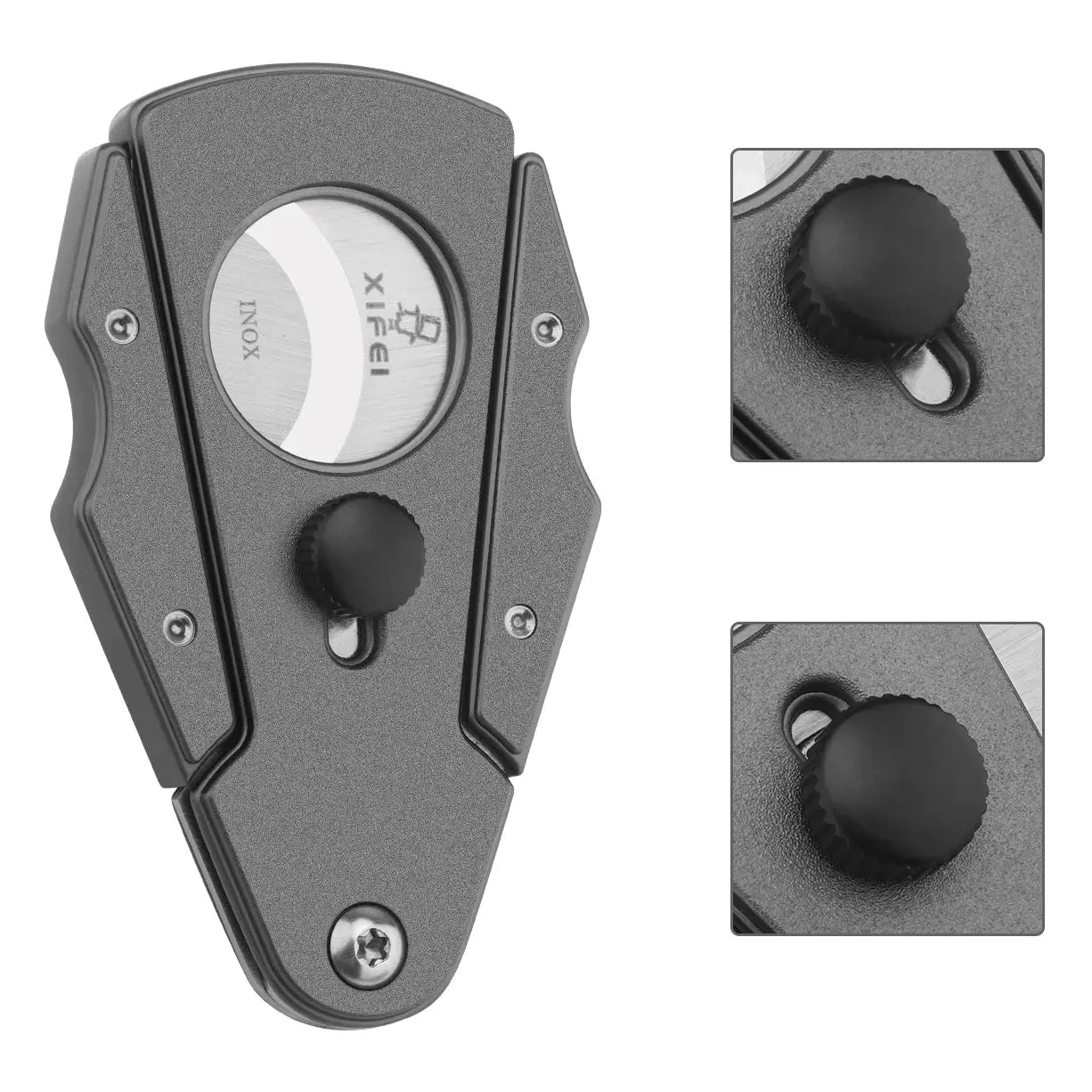 Xifei Stainless Steel Cigar Cutter With Gift Box&Leather Case Dual Blades Tobacco Cutting Sigaar Accessories For Friends Family Ash & Ember Society