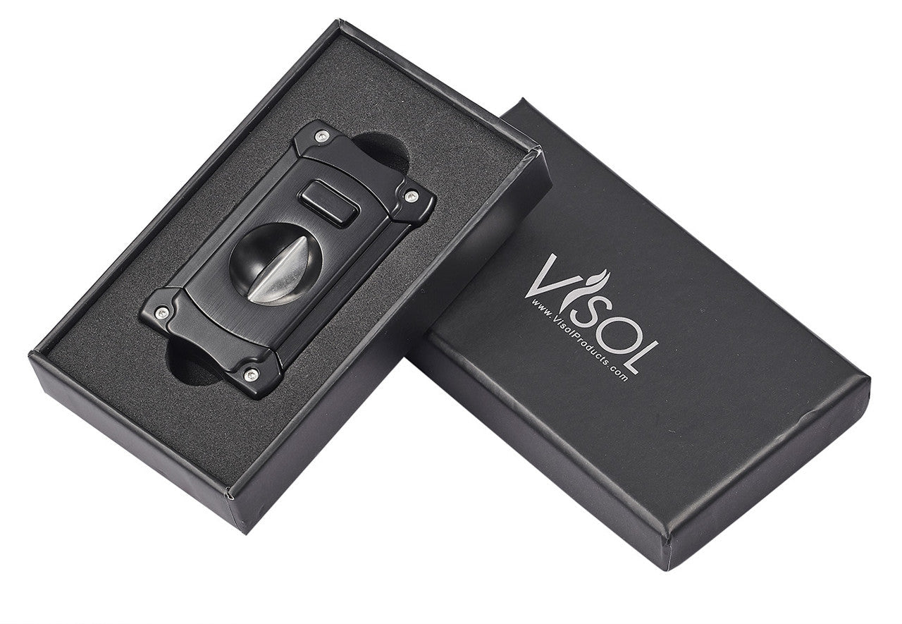 Visol Ferris Wedge Cigar Cutter - Black - VCUT423BK - Ash & Ember Society