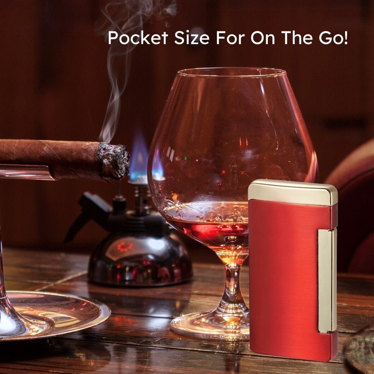 Visol Panther Single Flat Flame Cigar Lighter - Red - VLR406604-Panther-RD - Ash & Ember Society