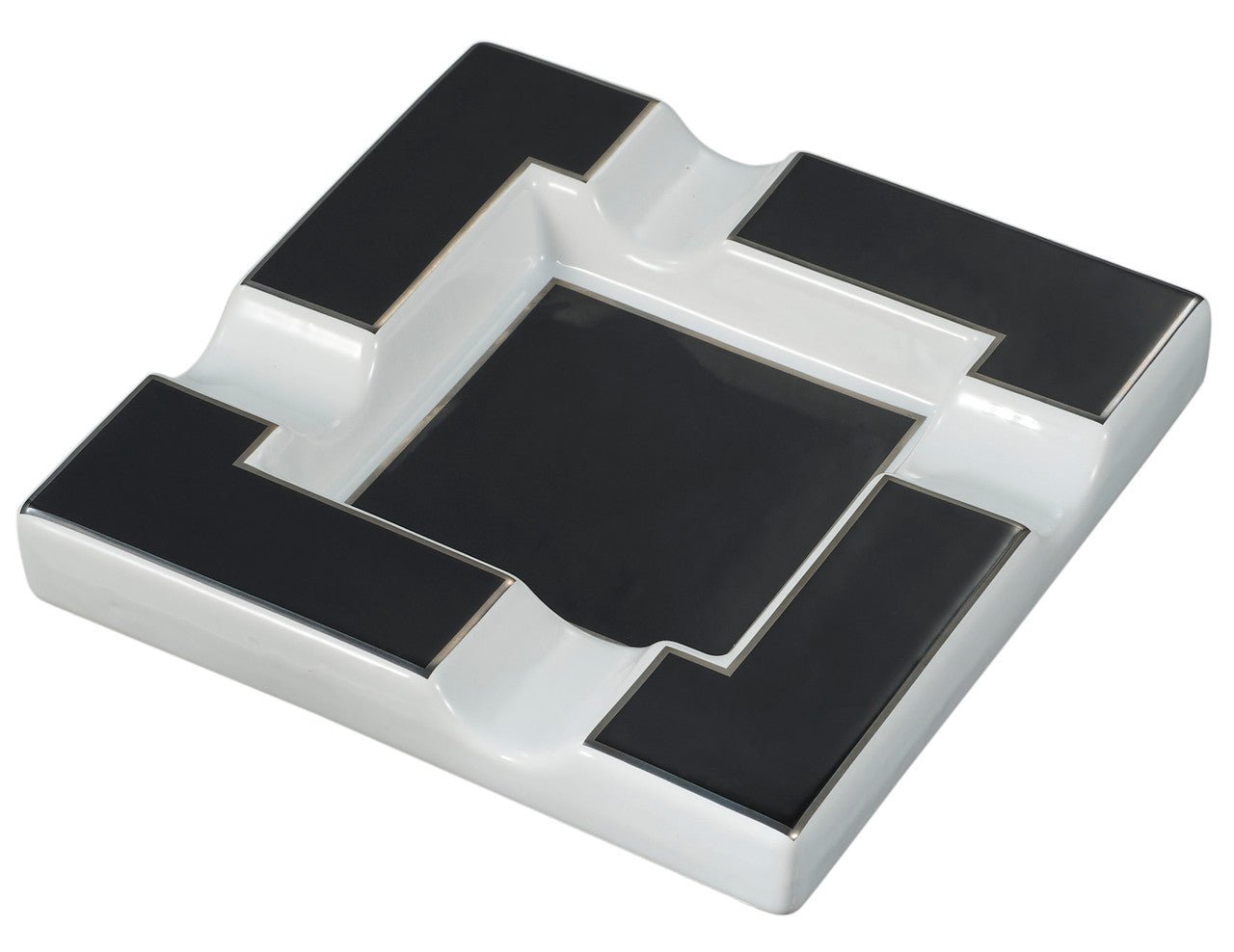 Visol Renner Black & White Ceramic Cigar Ashtray - VASH435 - Ash & Ember Society