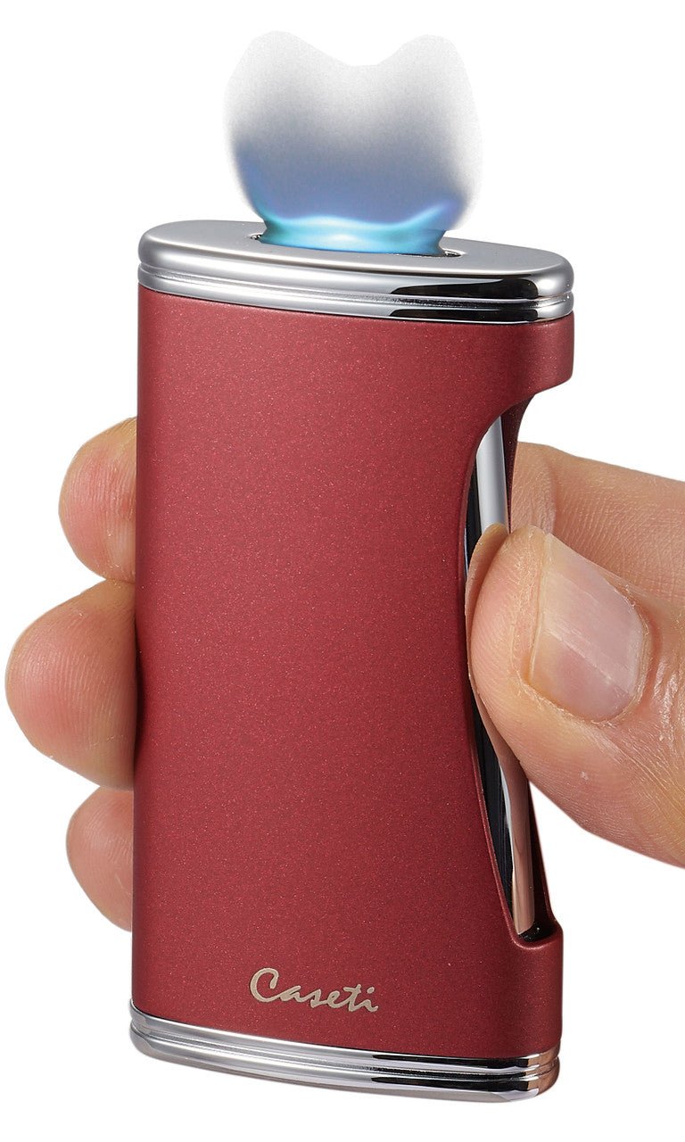 Caseti BigFlat Burgundy Cigar Lighter - CAL567BG – Premium by Ash & Ember Society | Luxury cigar accessory