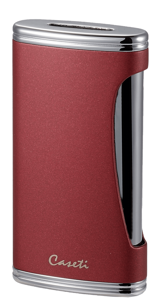 Caseti BigFlat Burgundy Cigar Lighter - CAL567BG – Premium by Ash & Ember Society | Luxury cigar accessory