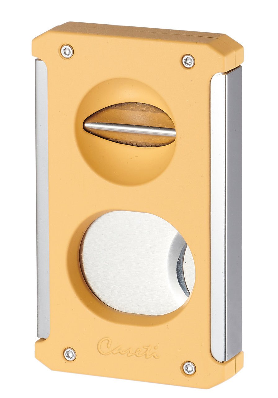 Caseti Trident 3 in 1 Yellow Cigar Cutter - CACU140YL – Premium by Ash & Ember Society | Luxury cigar accessory