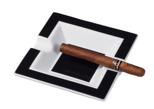 Visol Miami Ceramic Ashtray - Black & White - VASH434 – Premium by Ash & Ember Society | Luxury cigar accessory