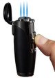 Visol Triad Black Matte Triple Torch Flame Cigar Lighter - VLR400601 – Premium by Ash & Ember Society | Luxury cigar accessory