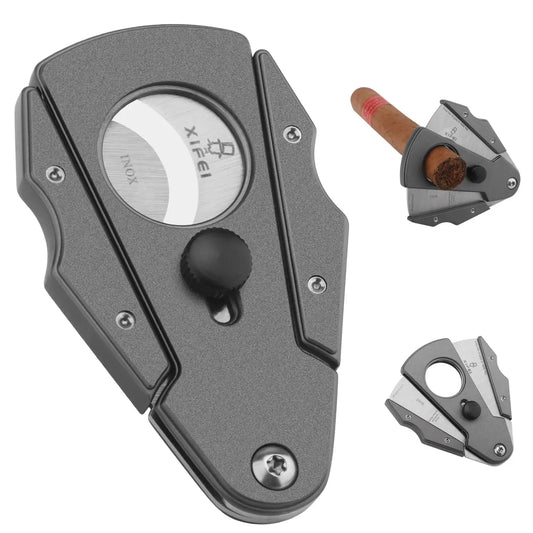 Xifei Stainless Steel Cigar Cutter With Gift Box&Leather Case Dual Blades Tobacco Cutting Sigaar Accessories For Friends Family Ash & Ember Society