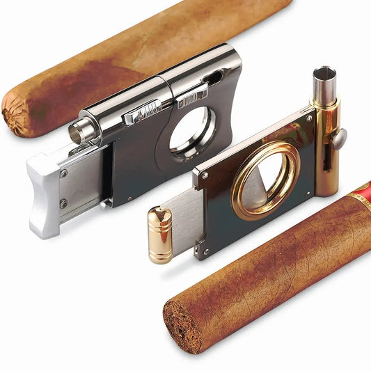 GALINER Cigar Cutter Guillotine With Cigar Punch Hole Drill Opener Stainless Steel Tabacco Cutting Cigar Accessories Tool Ash & Ember Society