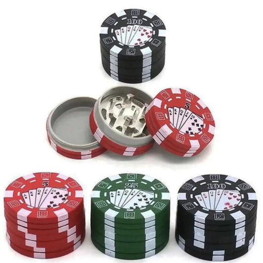 Herb Cutter Grinder Metal Plastic Cigarette Accessories Gadget Smoke Pipe Accessories Poker Chip Style 3-layer Spice Cutter Tool Ash & Ember Society