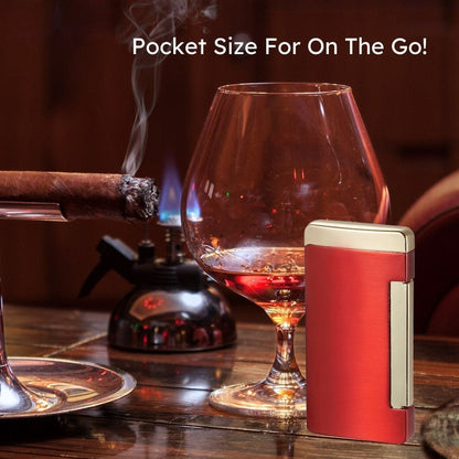 Visol Panther Single Flat Flame Cigar Lighter - Red - VLR406604-Panther-RD - Ash & Ember Society