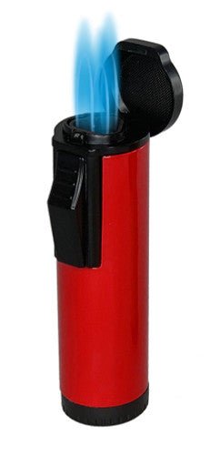 Visol Hades Red Lacquer Triple Torch Cigar Lighter - VLR402704 – Premium by Ash & Ember Society | Luxury cigar accessory