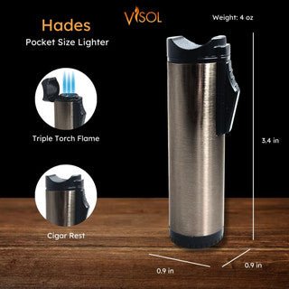 Visol Hades Triple Flame Torch Lighter - Gunmetal - VLR402702