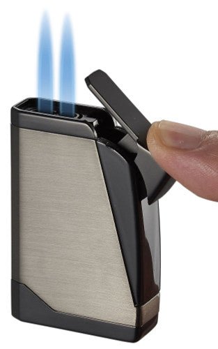 Visol Madrid Dual Torch Flame Cigar Lighter - Silver - VLR404703 – Premium by Ash & Ember Society | Luxury cigar accessory