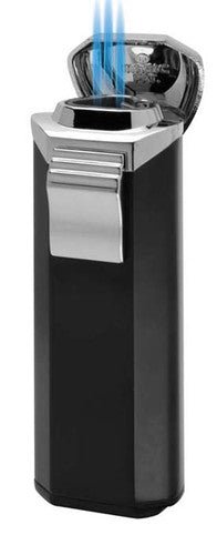 Visol Magic Handle Black Matte Triple Wind - Resistant Torch Flame Cigar Lighter - VLR500102 – Premium by Ash & Ember Society | Luxury cigar accessory