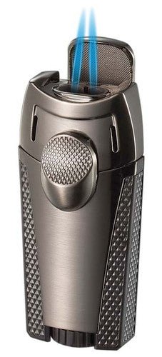 Visol Meru Dual Torch Cigar Lighter - Gun Metal - VLR405102 - Meru - GM – Premium by Ash & Ember Society | Luxury cigar accessory
