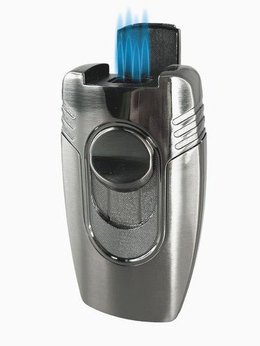 Visol Quadflow Gunmetal Quad Torch Cigar Lighter - VLR295002 – Premium by Ash & Ember Society | Luxury cigar accessory