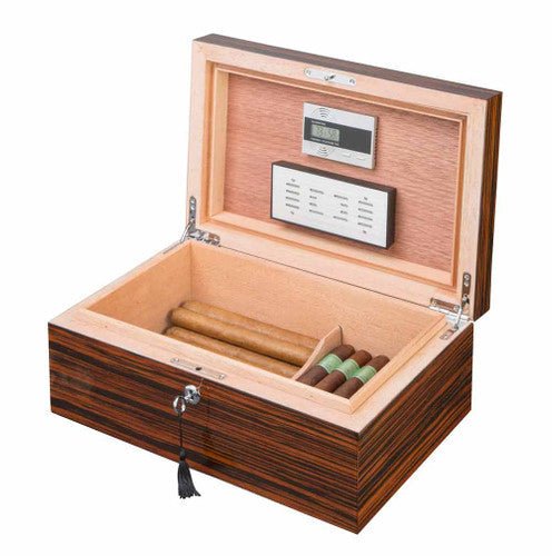 Visol Richardson Ebony Exotic Wood Humidor - Holds 100 Cigars - VHUD529